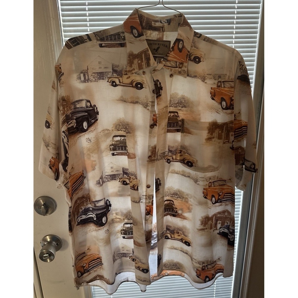 North River Vintage Trucks  XL Short Sleeve Button Down Shirt
